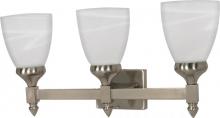 Nuvo 60/468 - 3-Light Wall Mounted Vanity Fixture in Brushed Nickel Finish with Alabaster Glass and (3) 13W GU24