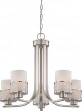 Nuvo 60/4685 - Fusion - 5 Light Chandelier with Frosted Glass - Brushed Nickel Finish