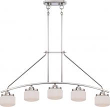 Nuvo 60/5024 - 5-Light Island Pendant Light in Polished Nickel Finish with Etched Opal Glass