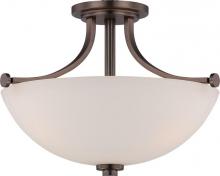 Nuvo 60/5117 - 3-Light Semi Flush Ceiling Light in Hazel Bronze Finish with Frosted Glass