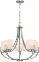 Nuvo 60/5295 - 5-Light Chandelier in Brushed Nickel with Etched Opal Glass