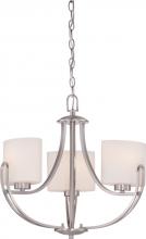 Nuvo 60/5298 - 3-Light Chandelier in Brushed Nickel with Etched Opal Glass