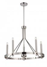 Nuvo 60/5343 - 6-Light Polished Nickel Chandelier with Vintage Light Bulbs + (1) Down Light