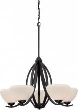 Nuvo 60/5465 - 5-Light Chandelier in Textured Black Finish with Etched Opal Glass