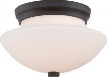 Nuvo 60/5466 - 2-Light Flush Flush Mounted Ceiling Fixture in Textured Black and Etched Opal Glass