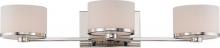 Nuvo 60/5473 - Celine - 3 Light Vanity with Satin White Glass - Polished Nickel Finish