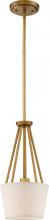 Nuvo 60/5843 - Seneca - 1 Light 8'' Mini Pendant with Almond Mesh Fabric Shade - Natural Brass Finish