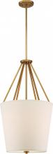 Nuvo 60/5844 - Seneca - 3 Light 17'' Pendant with Almond Mesh Fabric Shade - Natural Brass Finish