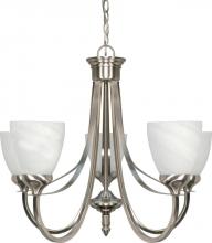 Nuvo 60/585 - 5-Light Chandelier in Brushed Nickel Finish with Alabaster Glass