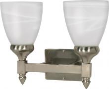 Nuvo 60/592 - 2-Light Vanity Fixture in Brushed Nickel Finish with Alabaster Glass