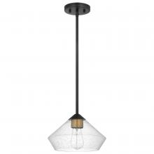  60/7682 - Starlight; 1 Light Mini Pendant; Medium Base; 60 Watt; Matte Black Finish: Clear Seeded Glass