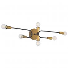 Nuvo 60/7731 - Isle; 6 Light Vanity; Candelabra Base; 60 Watt; Black And Natural Brass Finish