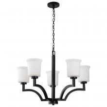 Nuvo 60/7745 - Lanier 5 Light Chandelier; Matte Black Finish; Alabaster Glass