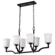 Nuvo 60/7746 - Lanier 6 Light Island Pendant; Matte Black Finish; Alabaster Glass