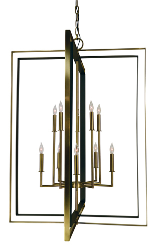 10-Light Brushed Nickel/Matte Black Symmetry Foyer