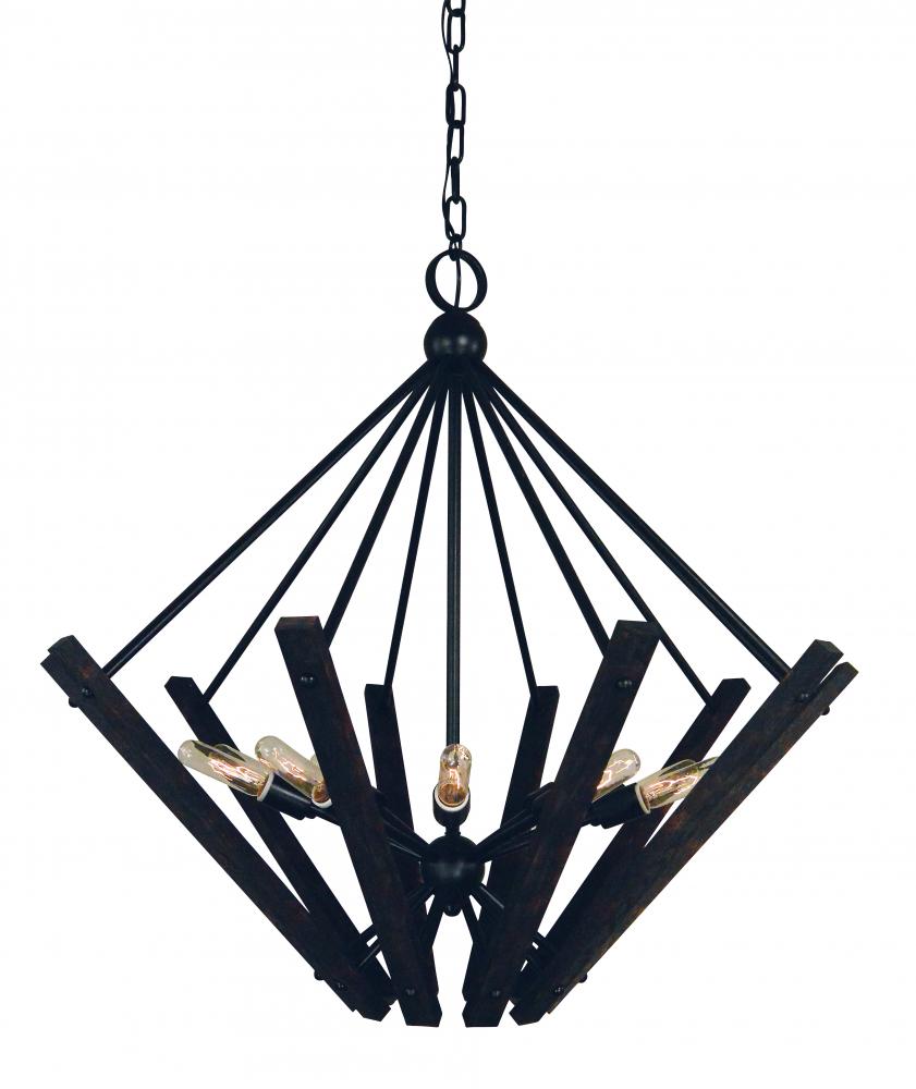 10-Light Matte Black Rustic Chic Chandelier