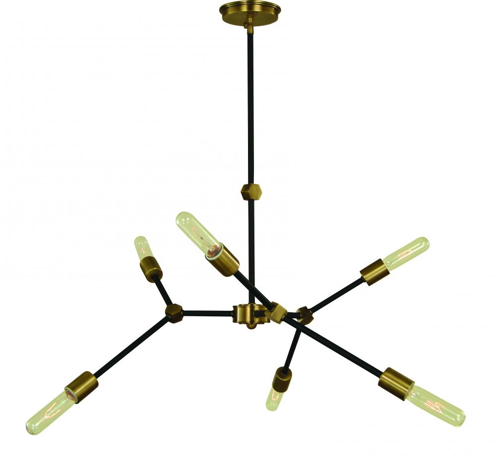 6-Light Brushed Nickel/Matte Black Accents Kinetic Dining Chandelier