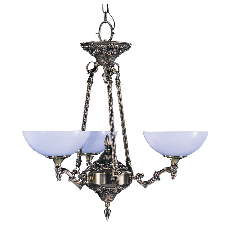 3-Light French Brass Napoleonic Dinette Chandelier