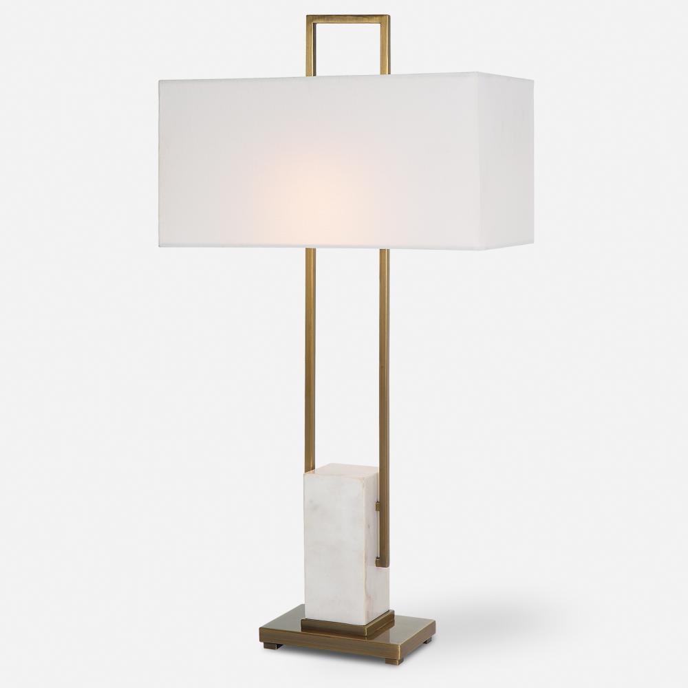 Uttermost Column White Marble Table Lamp