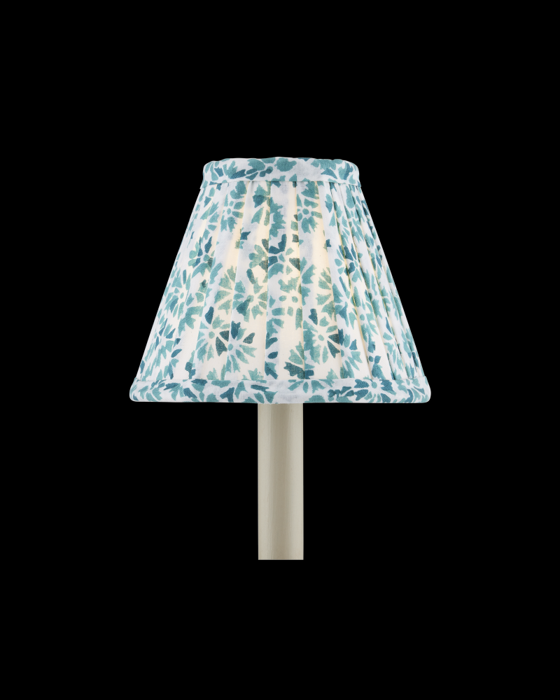 Block Print Green Pleated Chandelier Shade