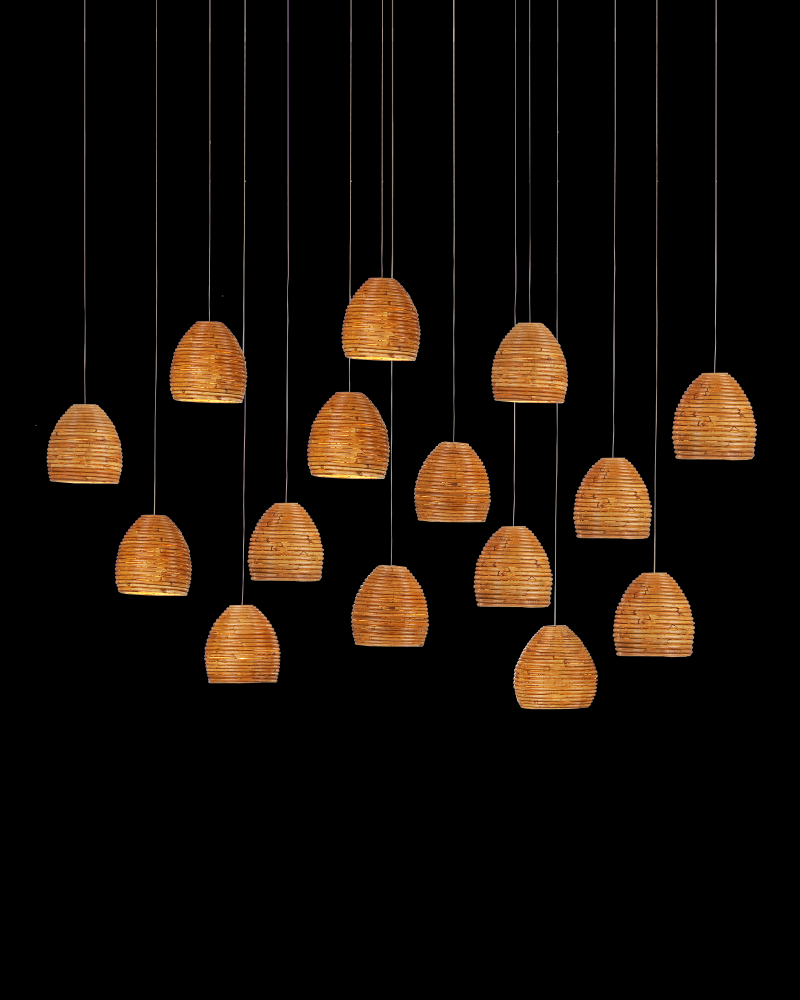 Beehive 15-Light Linear Multi-Drop Pendant