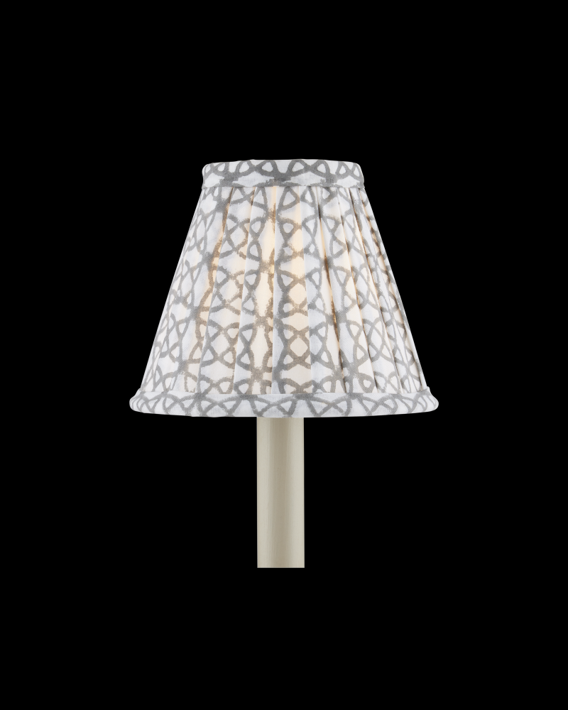 Block Print Gray Pleated Chandelier Shade