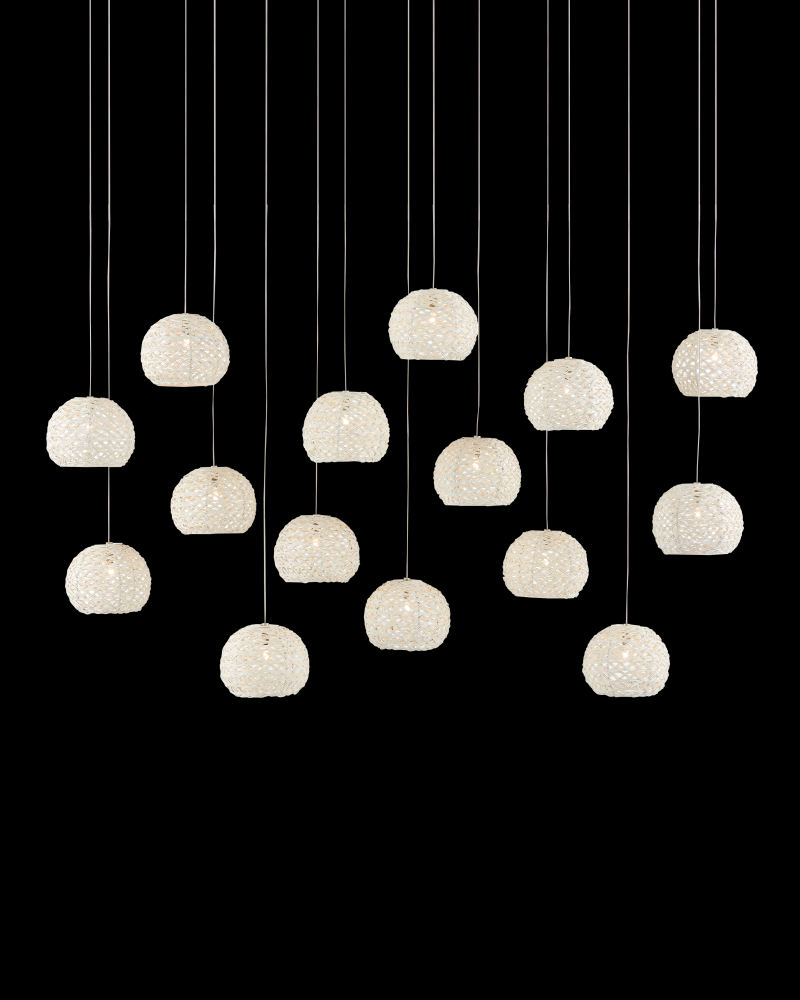 Piero White 15-Light Linear Multi-Drop Pendant