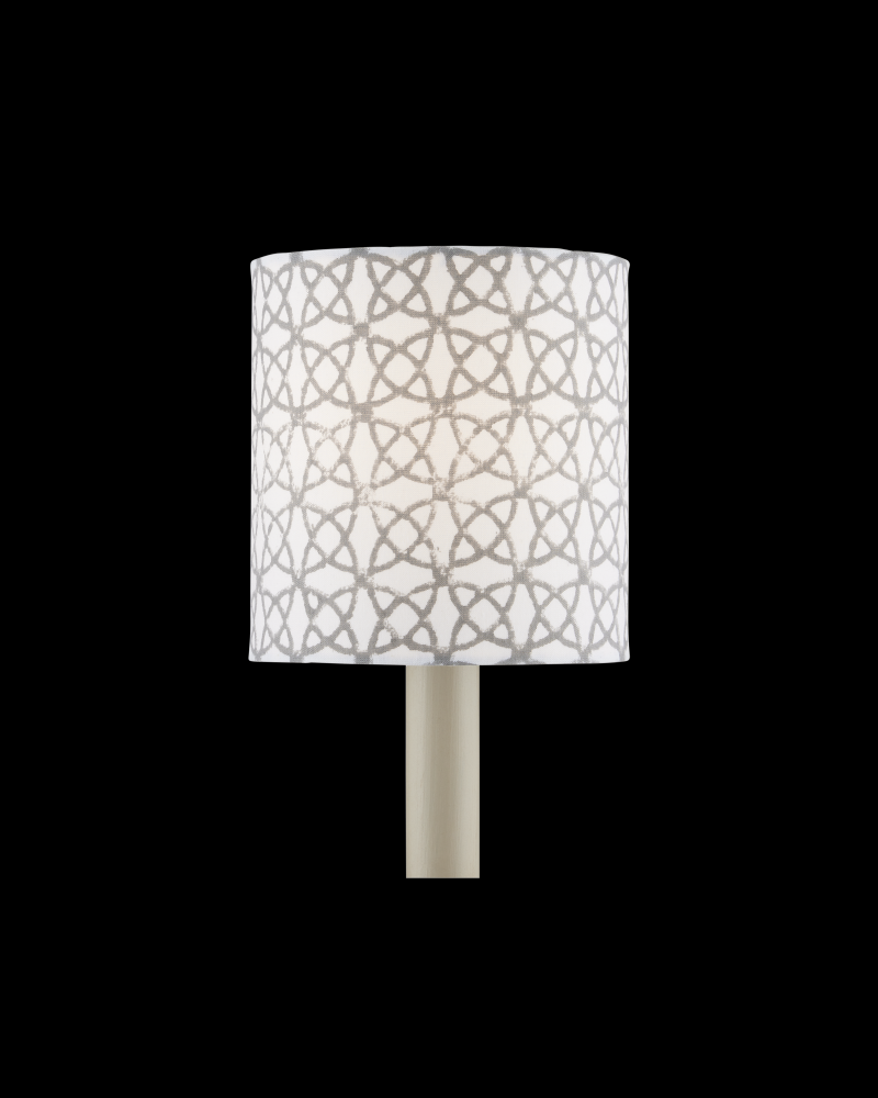 Block Print Gray Drum Chandelier Shade