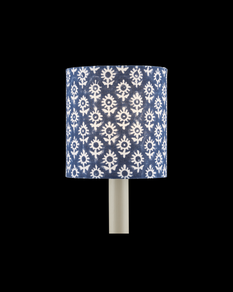 Block Print Navy Drum Chandelier Shade